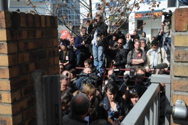 Fabien Engelmann, délégué CGT candidat du FN arrive à la Confédération générale des travailleurs