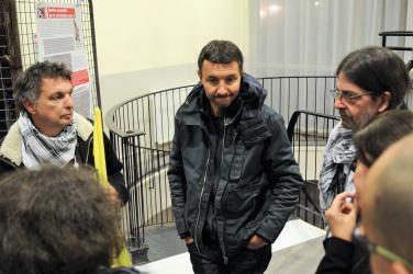 Olivier Besancenot avec les Postiers du 91 de RisOrangis en grève depuis le 30 Octobre 2017