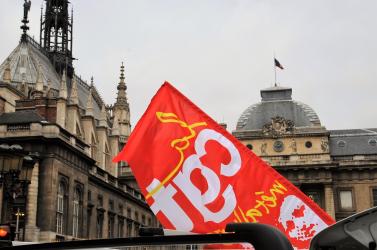 Drapeau Cgt fédération métallurgie Palais de justice de Paris