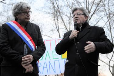 intervention de jean Luc Mélanchon au rassemblement contre le licenciement de Gaël Quirante