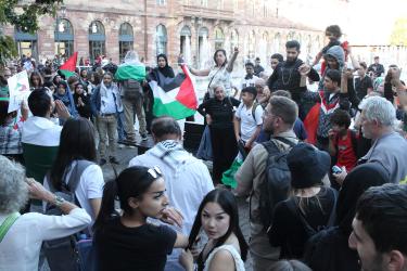 Rassemblement pour la Palestine malgré l'interdiction préfectorale et répression 