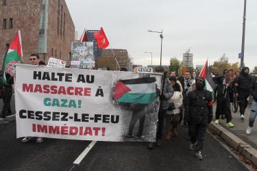 Manifestation unitaire pour exiger l'arrêt des bombardements sur Gaza 