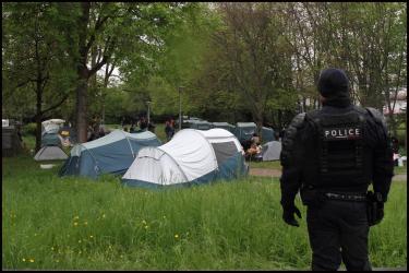 Evacuation du camp des migrantEs par la préfecture de Strasbourg.