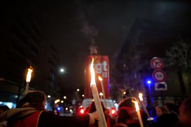 FRANCE - SOCIAL - TORCHLIGHT MARCH AGAINST PENSION REFORM