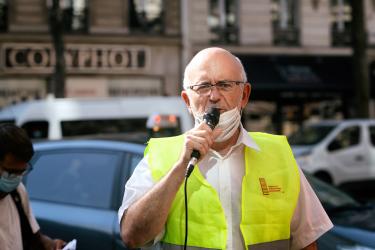 FRANCE - SOCIAL - DEMONSTRATION - GATHERING OF HYATT MADELAINE HOTEL WORKERS AGAINST LAY-OFFS