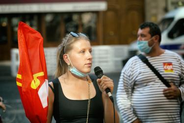 FRANCE - SOCIAL - DEMONSTRATION - GATHERING OF HYATT MADELAINE HOTEL WORKERS AGAINST LAY-OFFS