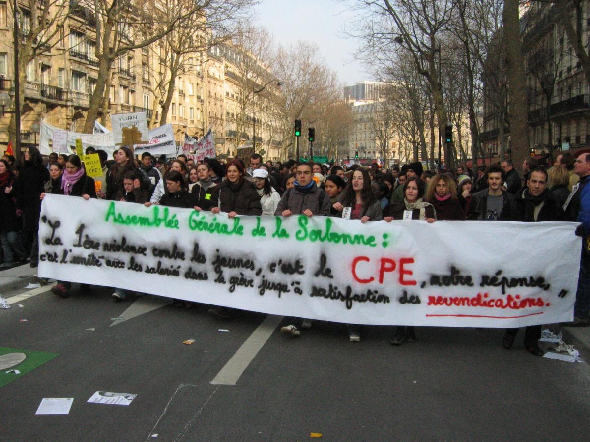 Mouvement contre le CPE. Manifestation parisienne du 16 mars.