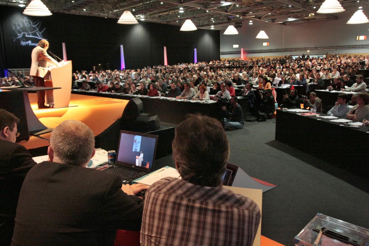 Le congrès pendant l'intervention de Bernard Thibault
