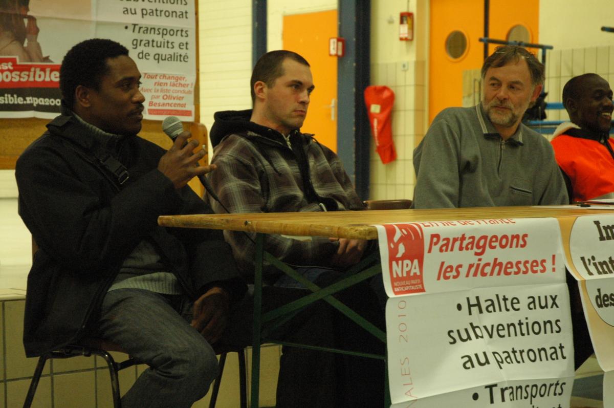 Salarié d'ED à Evry, intervention au Meeting pour les élections régionales en Essonne.