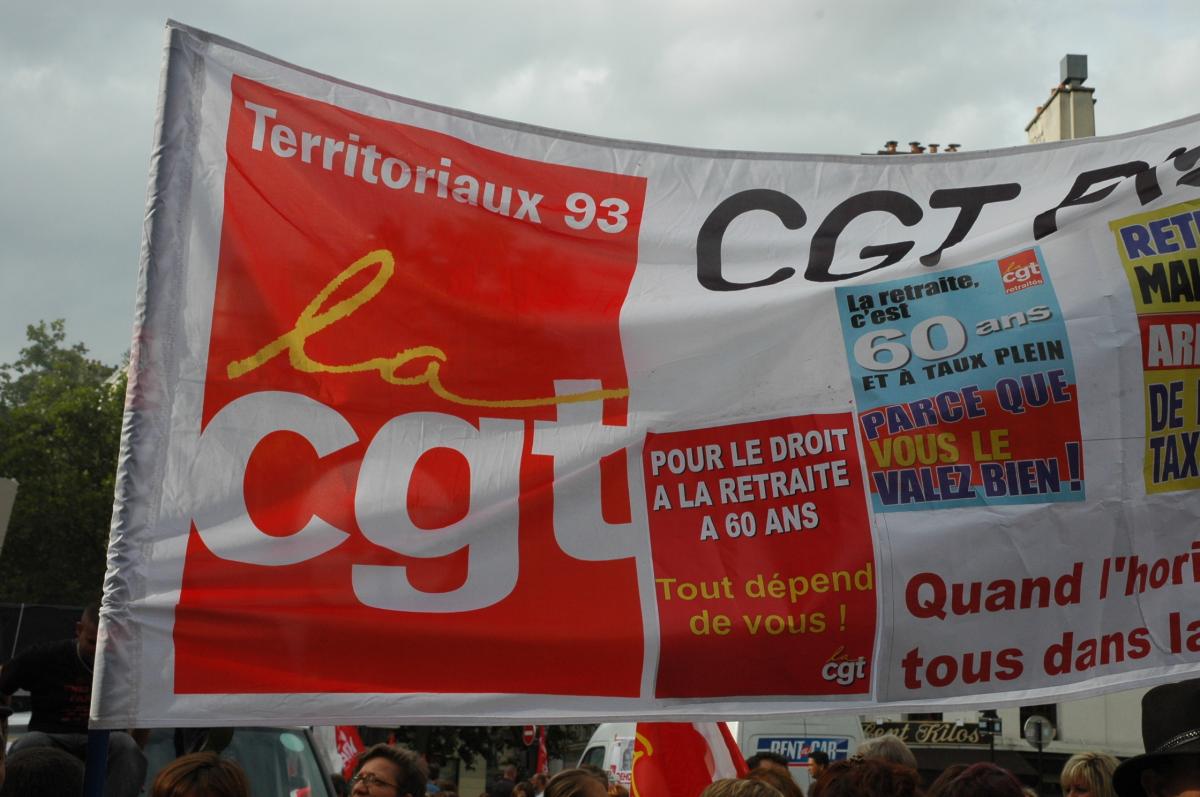 Banderole Cgt Territoriaux de Seine Saint Denis.