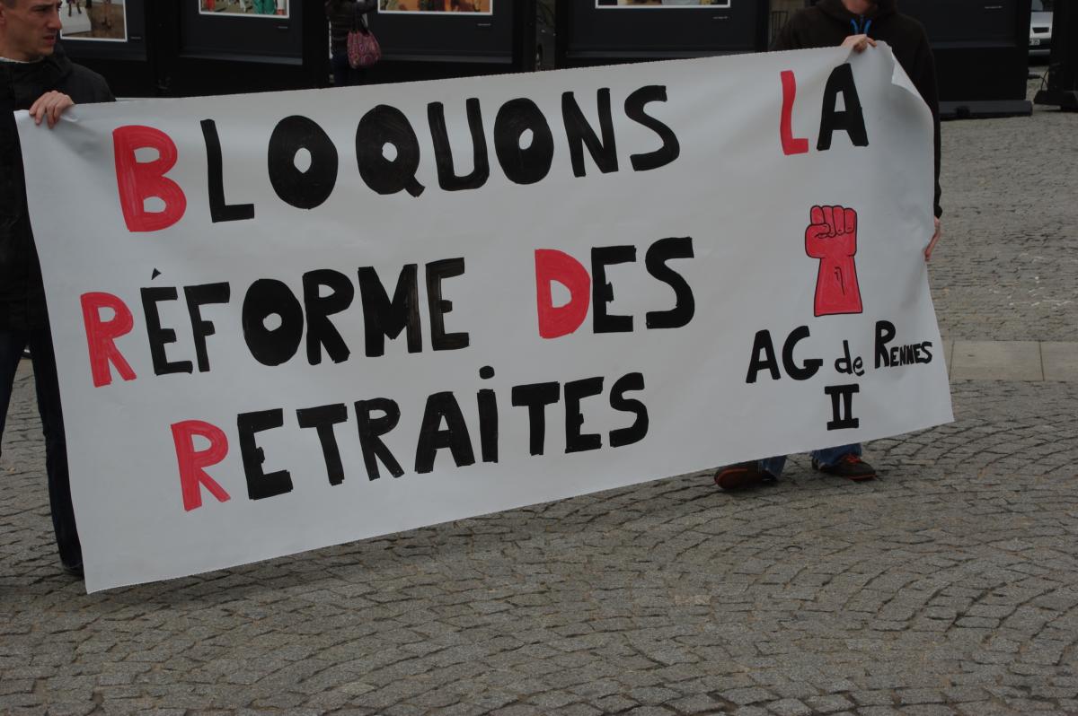 banderole contre la réforme des retraites