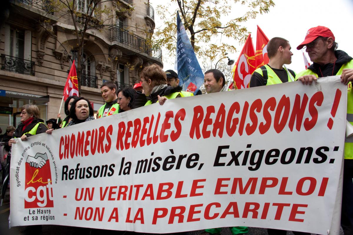 Banderole de la CGT -Chômeurs du Havre