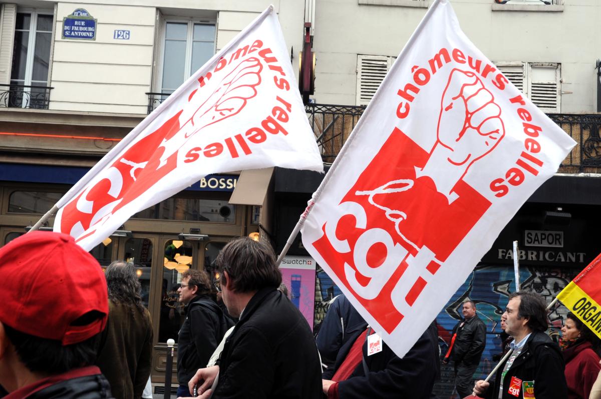 Banderole comité chômeurs Cgt