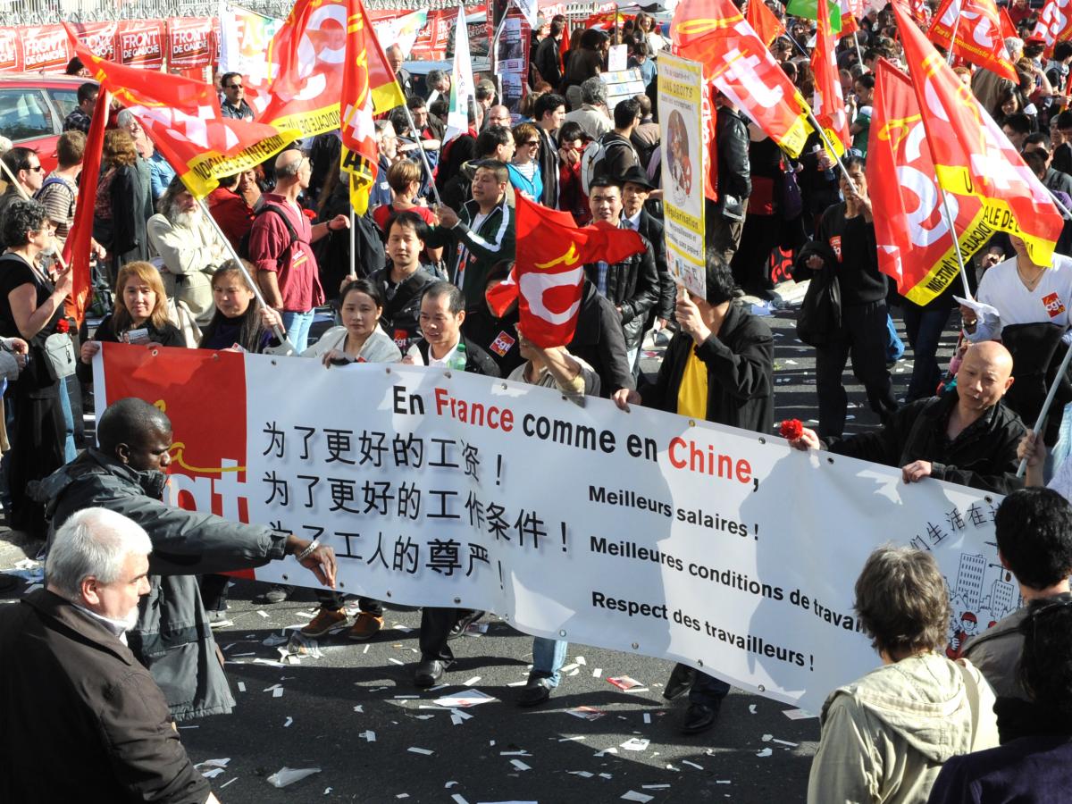 En France comme en Chine meilleurs salaires! conditions de travail respect des travailleurs