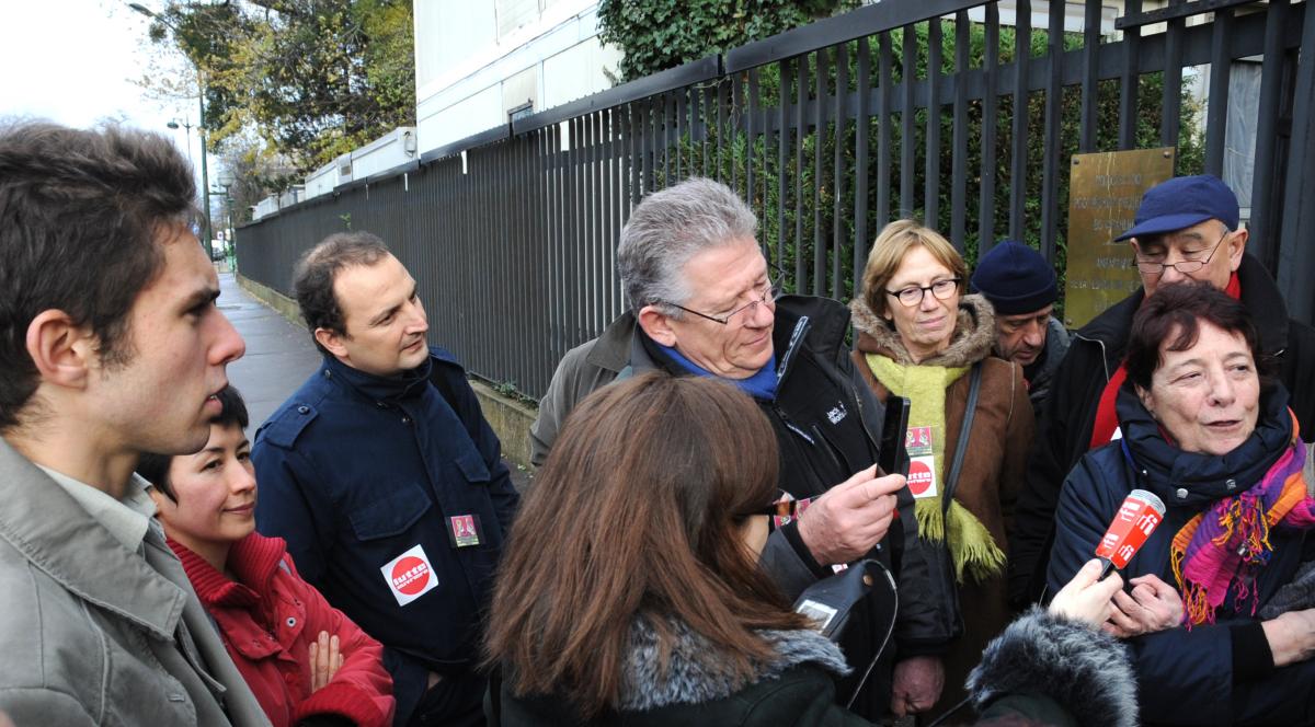 Arlette Laguiller et des représentants de l'Union des électeurs Russes et des Partisants de la Démocratie en Russie