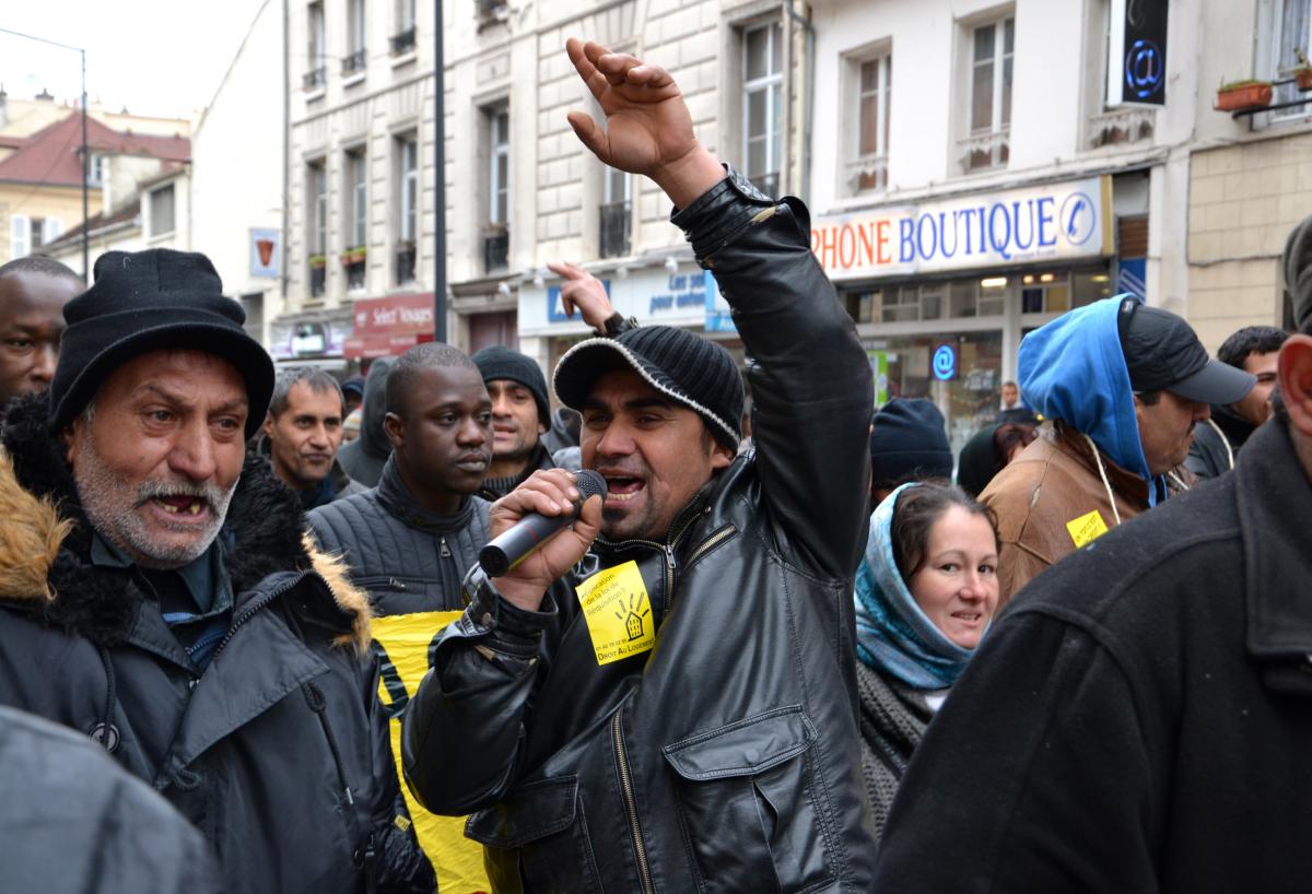 manif contre les expulsions, manifestants Rroms