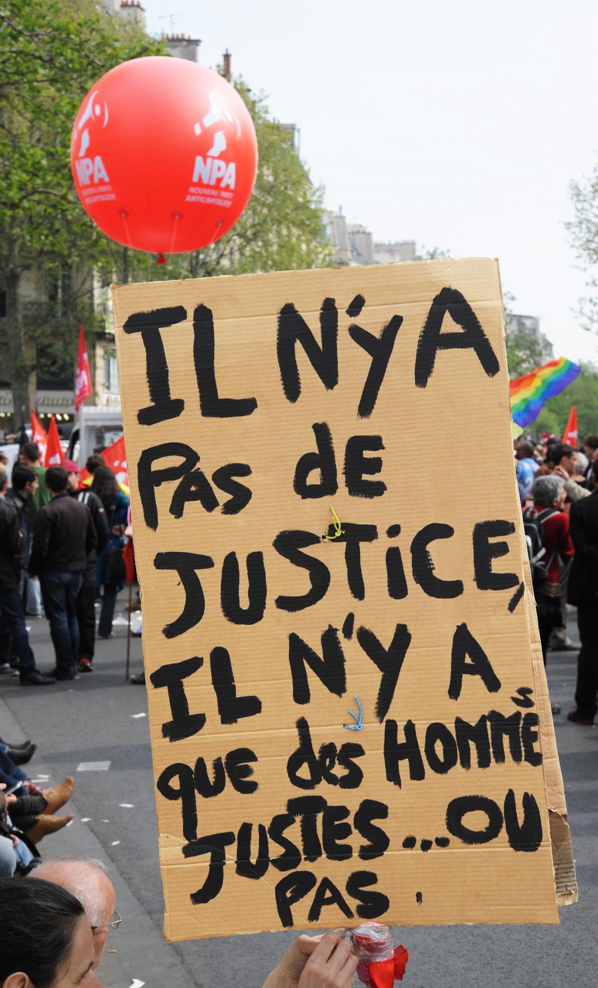 Affichette Il n'ya pas de justice il n'ya que des hommes justes..ou pas