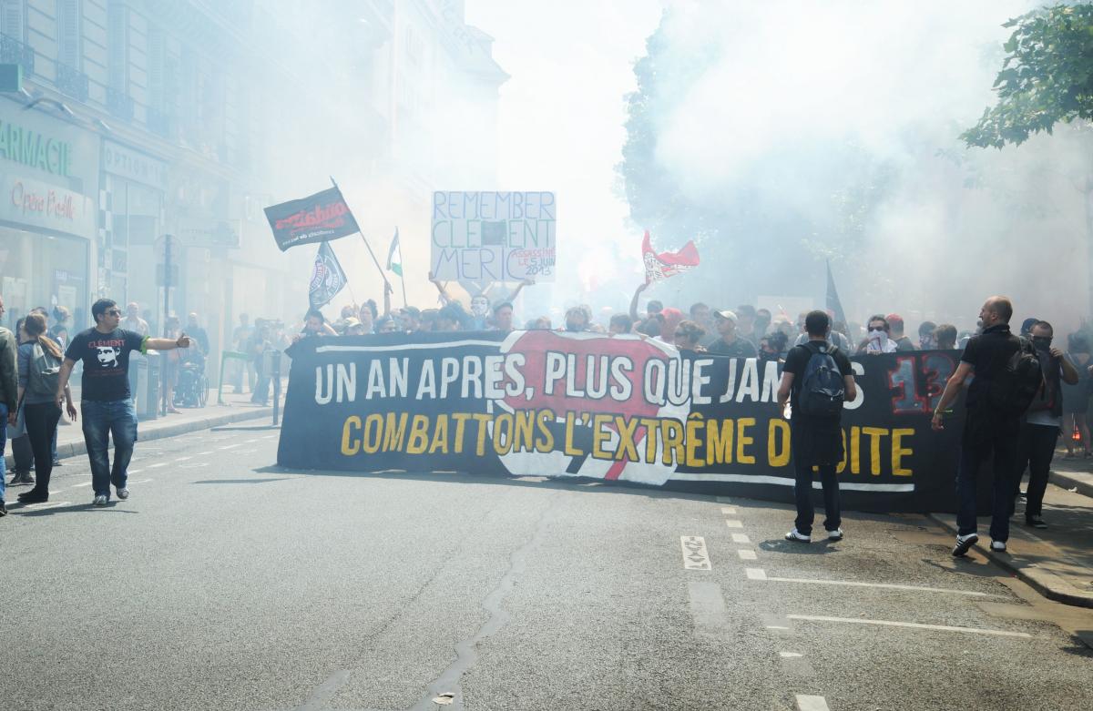 Manifestation unitaire à l'occasion de la commémoration des un an de l'assassinat de Clément Méric