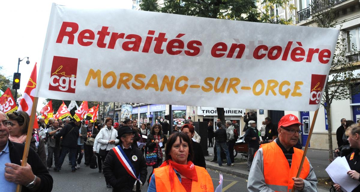 Banderole Cgt Retraités de l'Essonne en colère