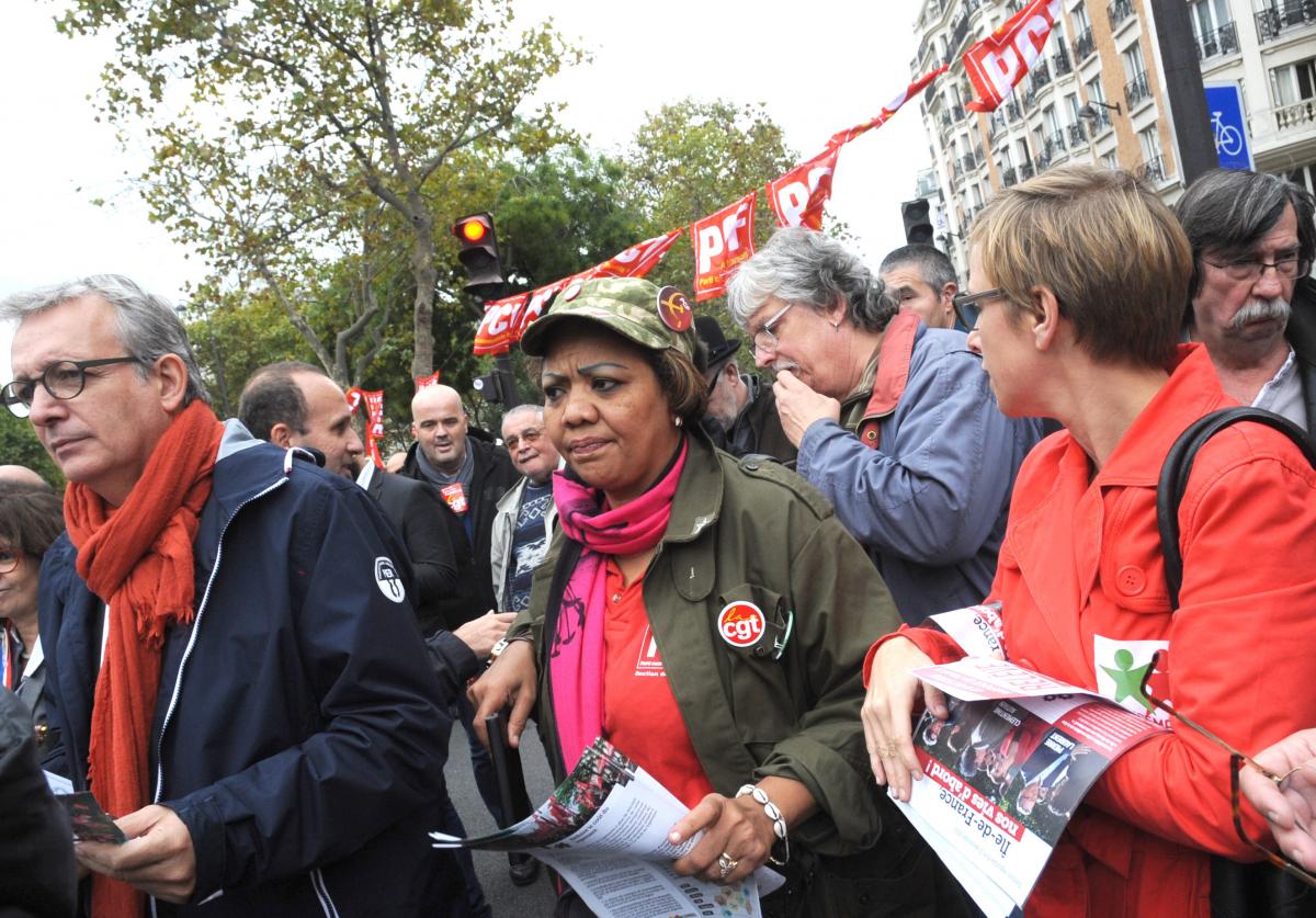 Pierre Laurent Clémentine Autin en campagne Régionale pour le 6 et 13 Décembre 2015 candidat île de France Nos vies d'abord!