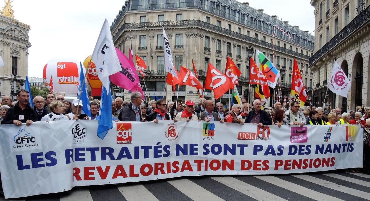 Tête de manifestation Intersyndicale à Paris des retraités et retraitées