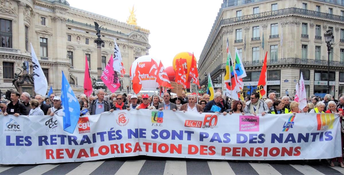 Tête de manifestation Intersyndicale à Paris des retraités et retraitées