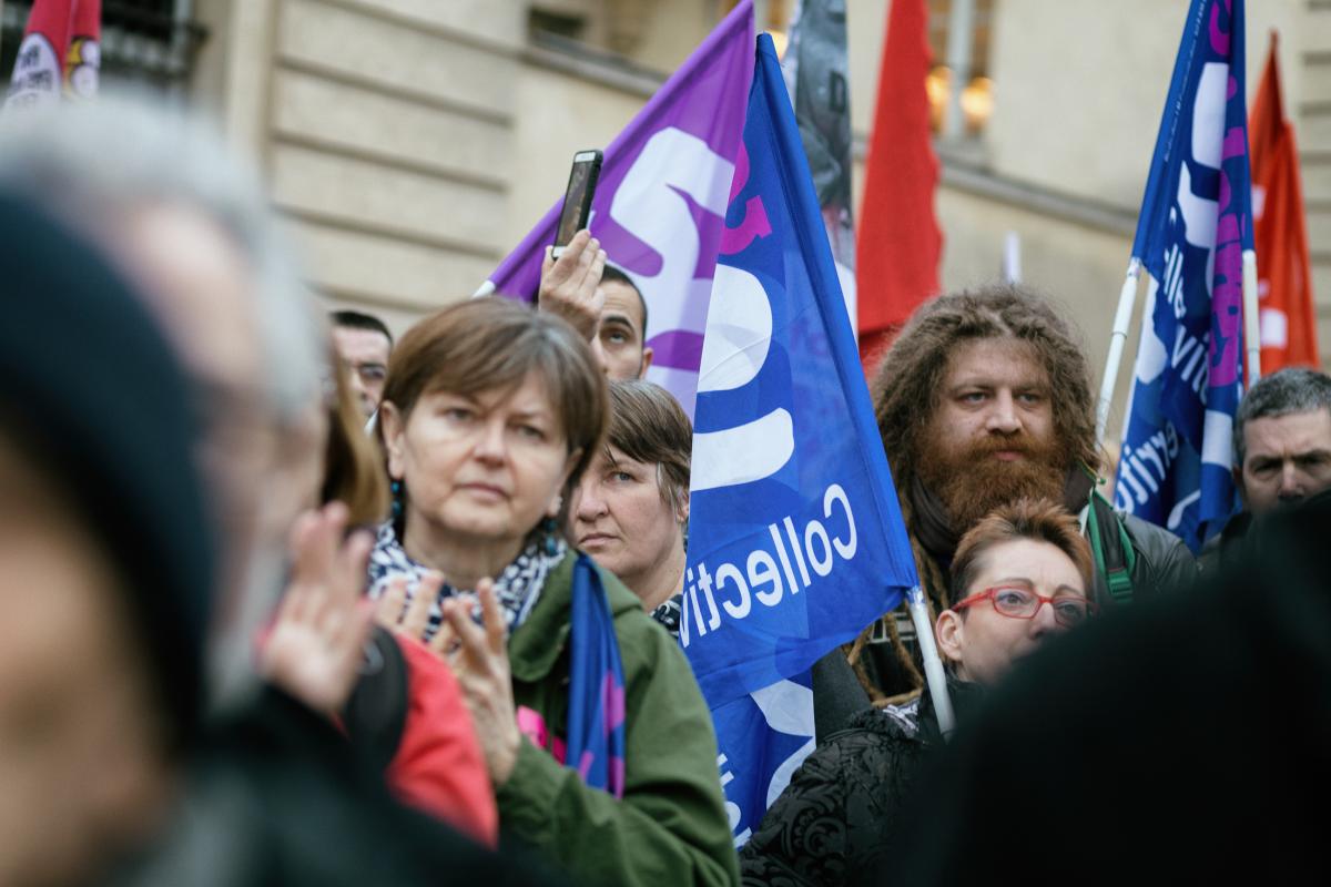 Rassemblement contre le licenciement de Gaël Quirantre