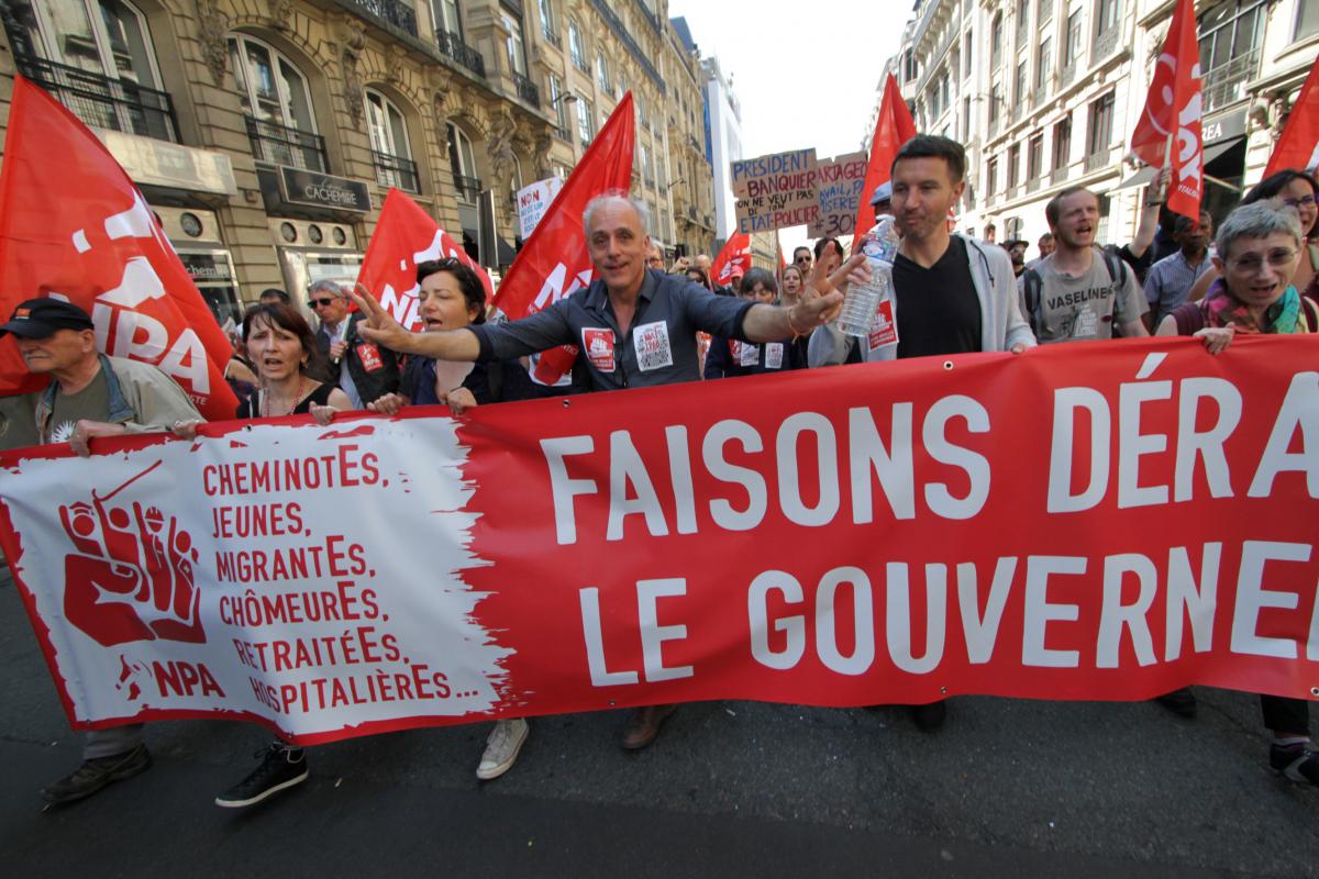 Cortège du NPA avec Philippe Poutou et Olivier Besancenot