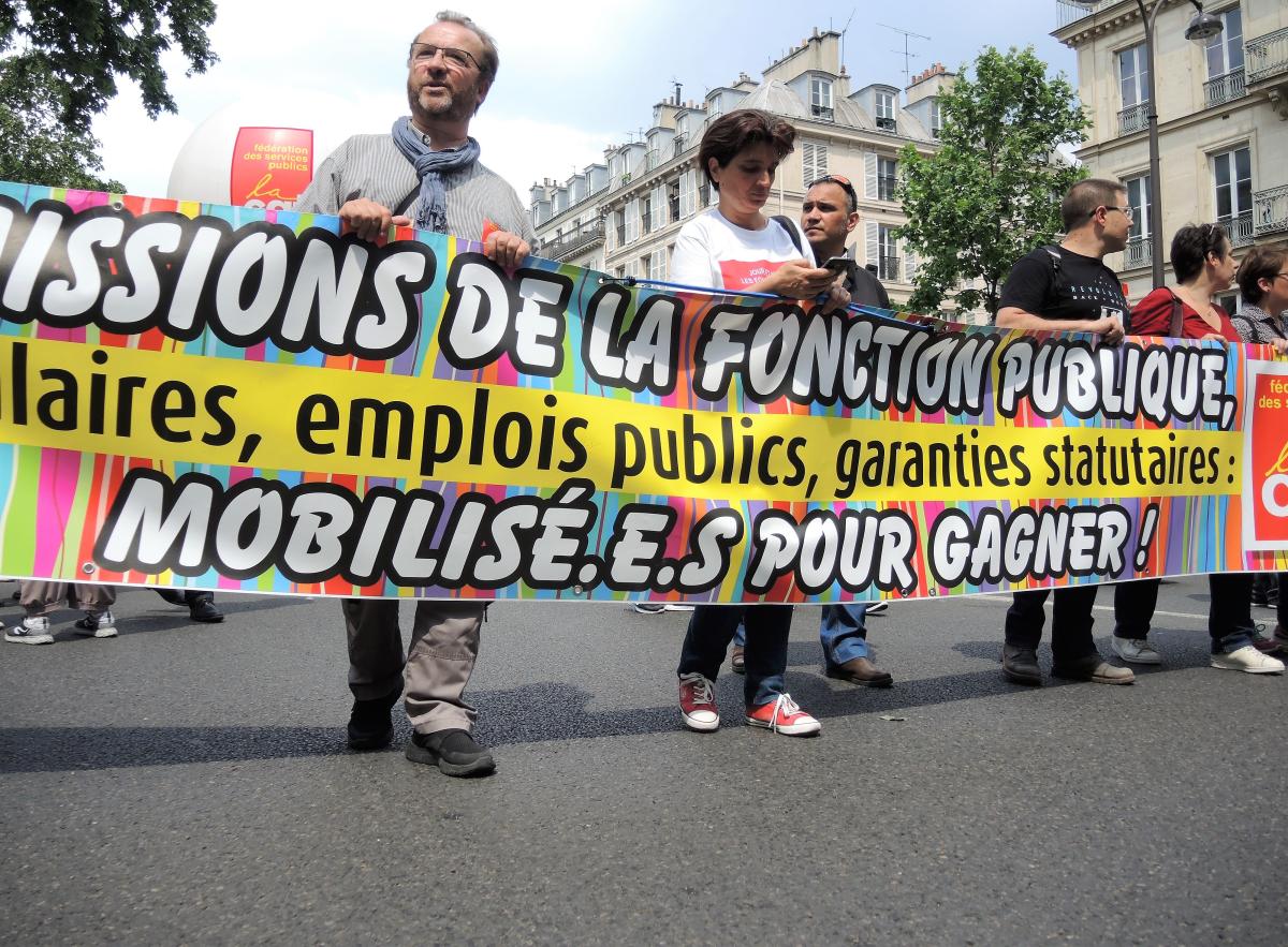 Banderole Cgt Fonction publique mobilisée pour gagner