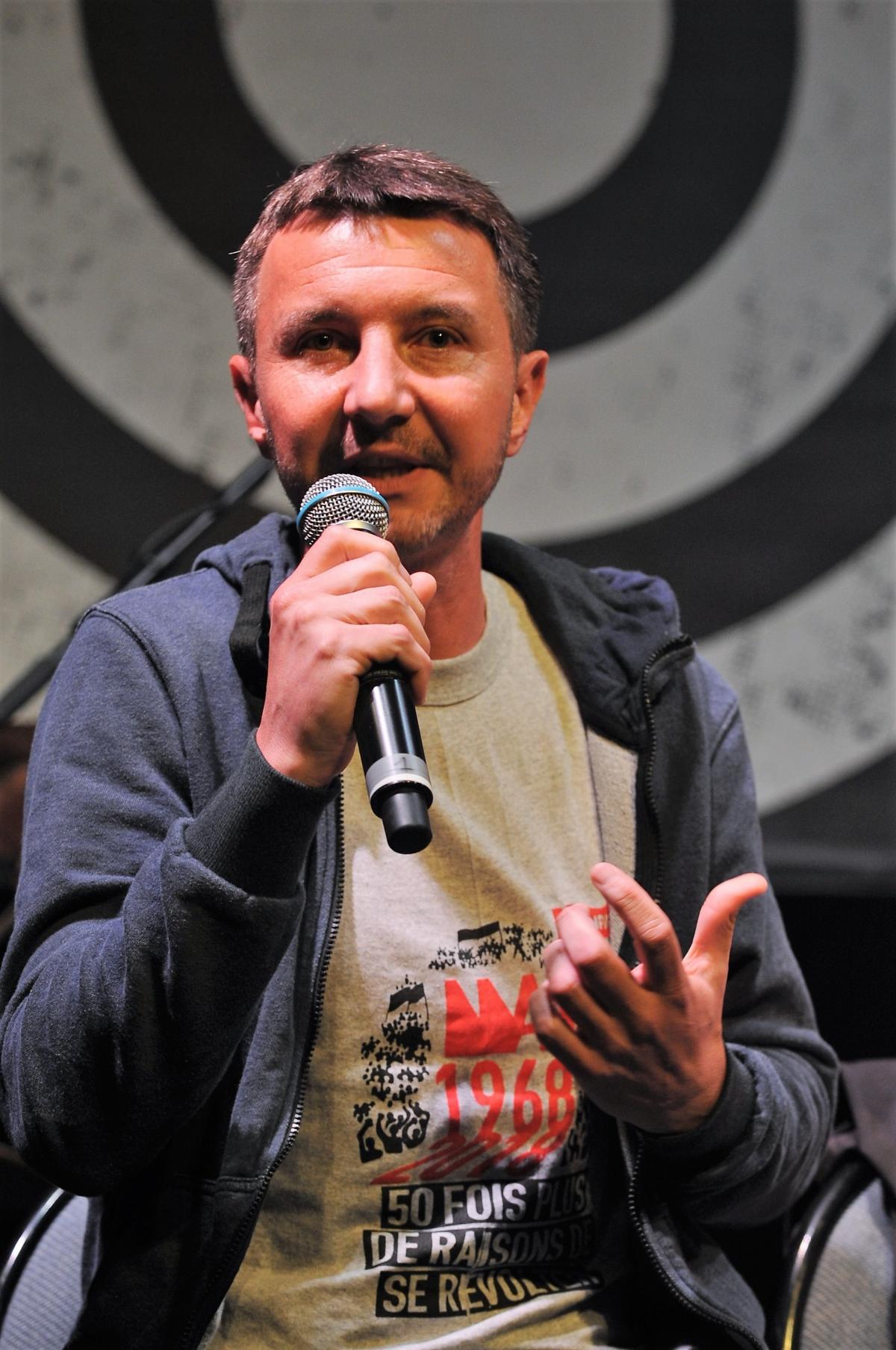 Olivier Besancenot l'ors du Meeting mai 68-mai-2018 Montreuil