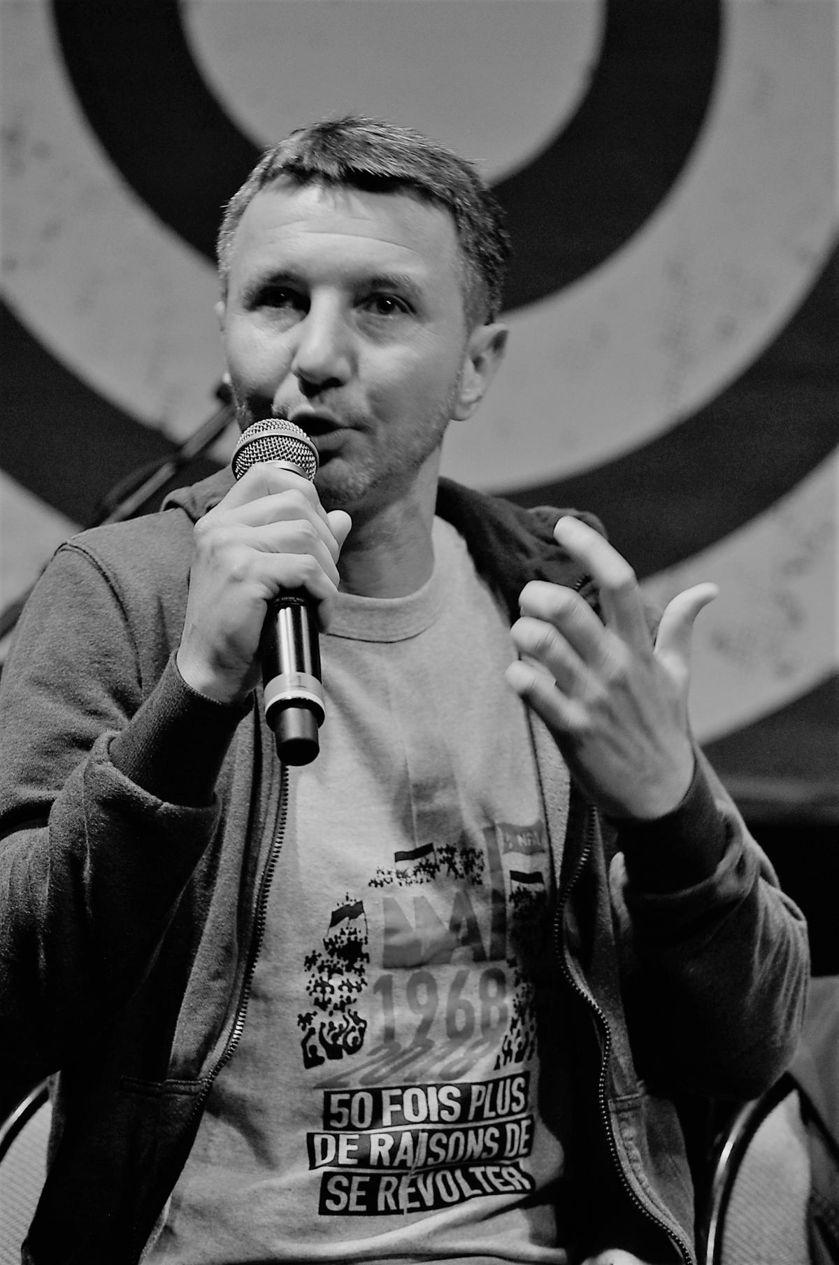Olivier Besancenot l'ors du Meeting mai 68-mai-2018 Montreuil