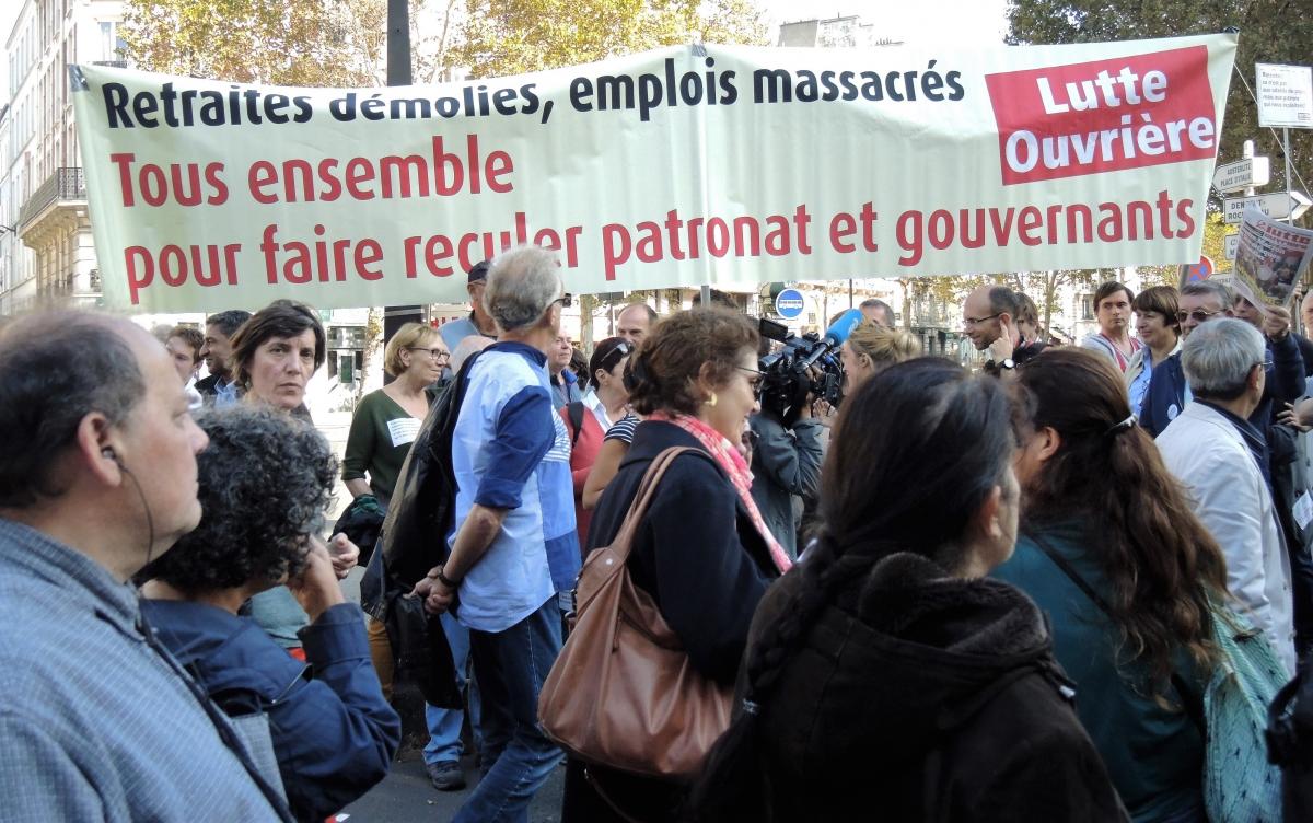 Lutte Ouvrière point fixe à la manifestation interprofessionnelle 9 Octobre 2018 Paris