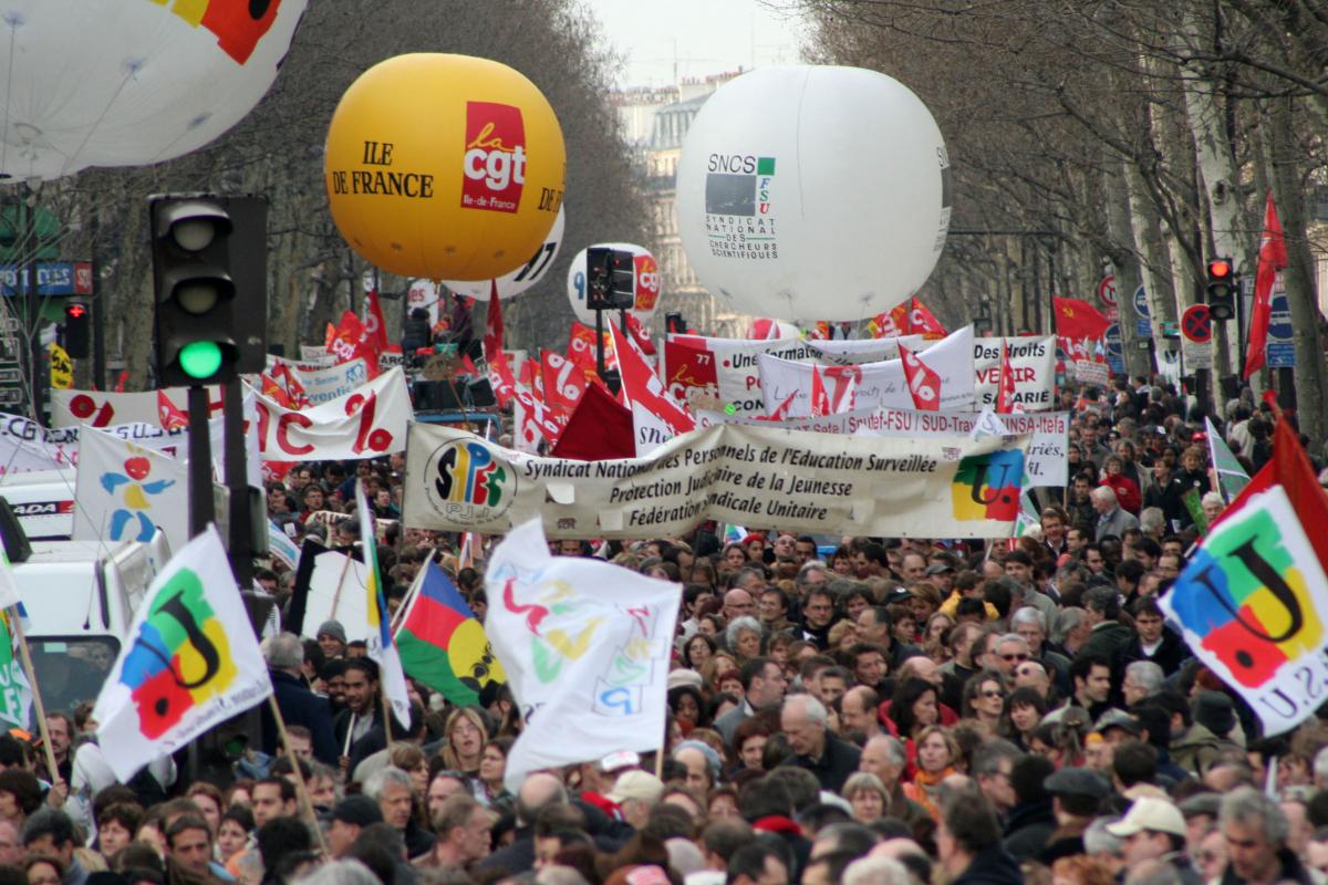 cortege syndical FSU manif anti CPE 4 avril 2006