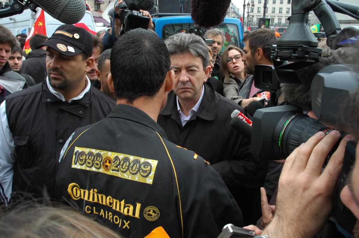 METALLURGIE J L MELENCHON,et le délégué Cgt Xavier Mathieu des Continental