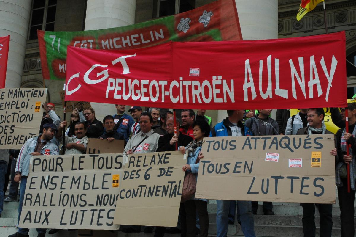 METALLURGIE banderole Cgt Peugeot-citroên AULNAY.