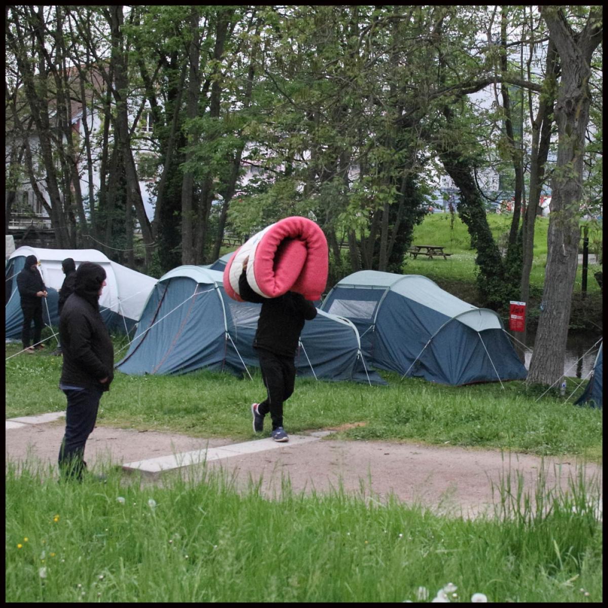 Evacuation du camp des migrantEs par la préfecture de Strasbourg.