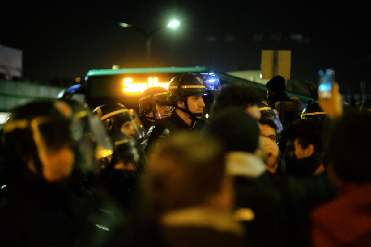 FRANCE - POLITICS - SOCIAL - DEMO - BLOCKING OF THE AUBERVILLIERS BUS DEPOT