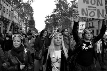 Inna Chevtchenko des Femen lors de la manifestation contre les violences faites aux femmes, Paris