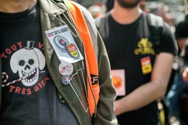Des Cheminots de la CGT en grève
