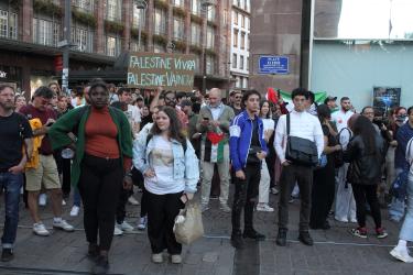 Rassemblement pour la Palestine malgré l'interdiction préfectorale et répression 