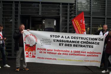 Rassemblement contre la réforme de l'assurance chômage à l'appel de la CGT