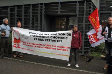 Rassemblement contre la réforme de l'assurance chômage à l'appel de la CGT