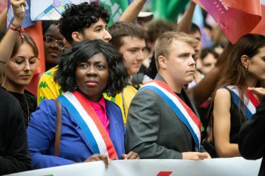 FRANCE - SOCIAL - POLITICS - DEMONSTRATION AGAINST MACRON S COUP DE FORCE