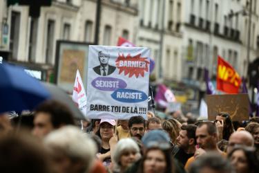 FRANCE - SOCIAL - POLITICS - DEMONSTRATION AGAINST MACRON S COUP DE FORCE