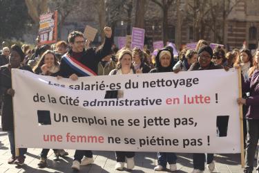 FRANCE - TOULOUSE - MANIFESTATION DU 8 MARS - SALARIEES DU NETTOYAGE ET PARLEMENTAIRES
