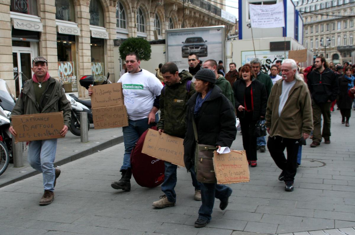 Manifestation des Enfants de Don Quichotte à Bordeaux, 13-01-07