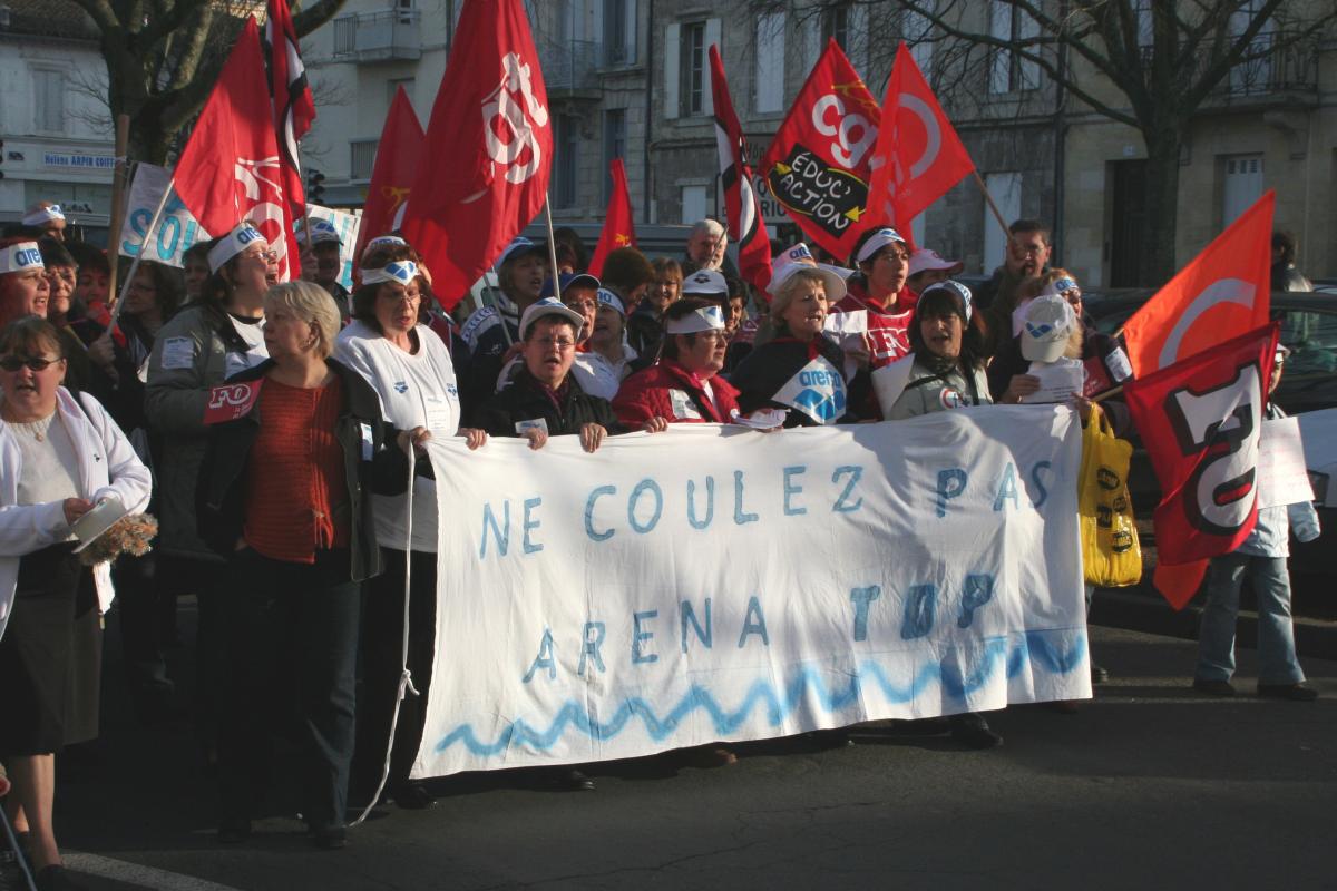 Manifestation contre la délocalisation dArena, Libourne, 14-01-2007