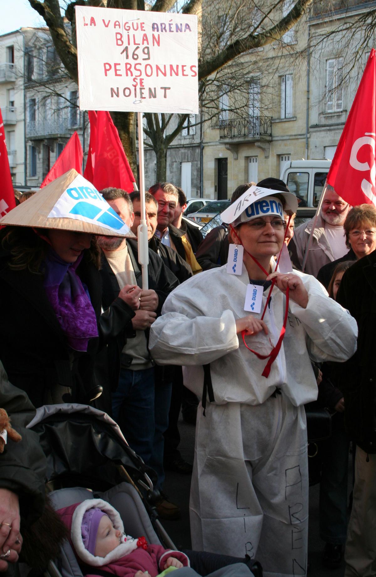 Manifestation contre la délocalisation dArena, Libourne, 14-01-2007
