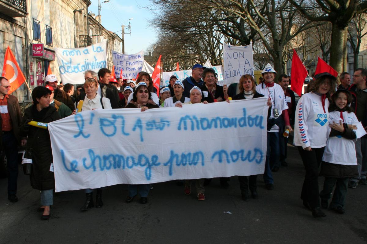 Manifestation contre la délocalisation dArena, Libourne, 14-01-2007