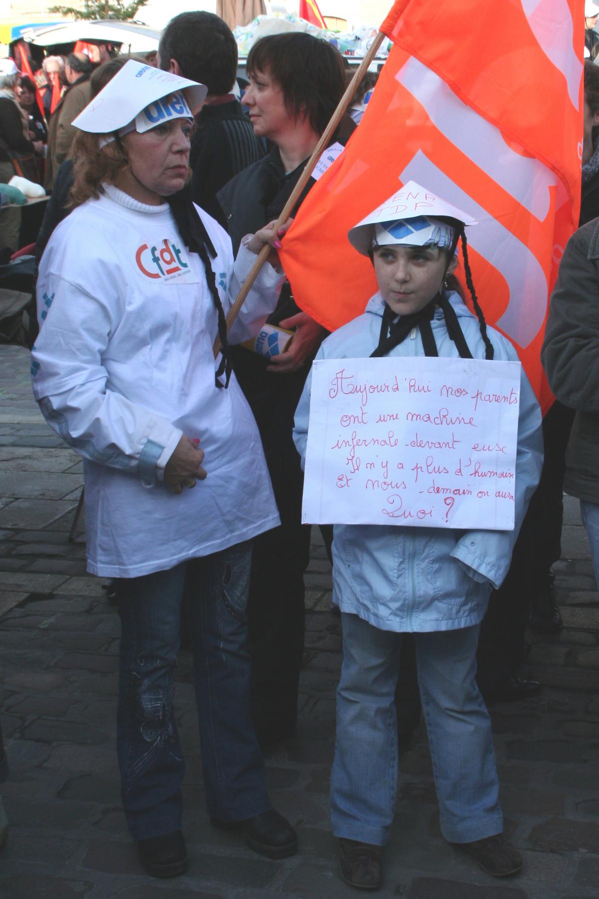 Manifestation contre la délocalisation dArena, Libourne, 14-01-2007